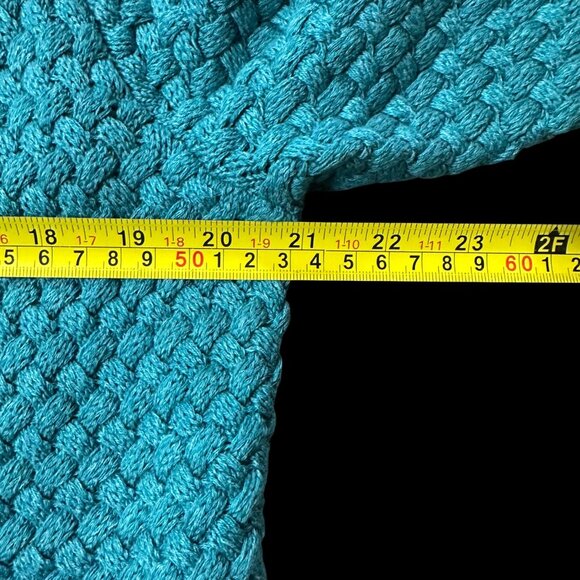 LL Bean Cardigan Sweater Womens Teal Knit Large Open Front Long Sleeve Woven - Picture 6 of 8